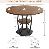 47-Inch Round Dining Table | 4–6 Seater Kitchen Table | Wooden Round Dining Table