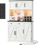 Dripex 71 Pantry Cabinet with Charging Station, Farmhouse Kitchen Pantry Storage Cabinet