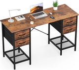 55 inch Computer Desk with Drawers, Home Office Table with 4 Fabric Drawers