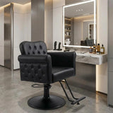Salon Barber Chair for Hair Stylists Hydraulic Lift,360° Swivel Lock,Adjustable Height,Tufted PU Leather