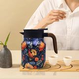 1000ml Vintage Floral Tea Kettle Stainless Steel Insulated Tea Pot Built-in Infuser