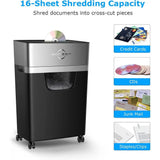 60-Minute Heavy-Duty 16-Sheet Shredder, Low-Noise 60dB, 5.3-Gallon Bin