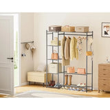 Portable Clothes Rack with 4 Tiers Shelves and Storage System