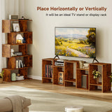 JHK 62IN Geometric Bookcase 5 Tier S-Shaped Wooden Display Bookshelf Storage Standing