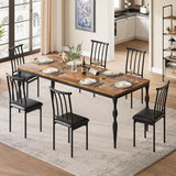 Rectangular Dining Table for 6, Farmhouse Kitchen Table, 2 m Long Wooden Dining Room Table