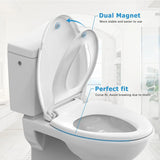Elongated Toilet Seat with Built in Potty Training Seat Magnetic Kids Seat and Cover, Slow Close Fits