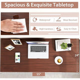 4.5ft Conference Table Set for 2, 55 x 24 Large Meeting Room Desk with Heavy Duty Steel Frame, Ideal for Office