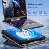 Gaming laptop cooling pad for 14.1-19.3 inch laptops, sealed foam and aluminum