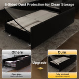Queen Platform Bed Frame w/LED Lights, Wingback Headboard, USB Ports