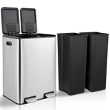 60L/16 Gal Dual Trash Can Stainless Steel Step Garbage Can