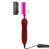 GOIPLE 2 in1 Electric Hot Comb Hair Straightener Brush Fast Heating Flat Iron Styling Brush Wig Kit with