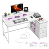 EnHomee  40" L-Shaped Computer Desk with Monitor Stand & 3 Drawers