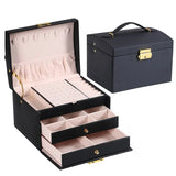 1pcs Multi Functional Three Layer Leather Drawer Style Jewelry Box Earrings