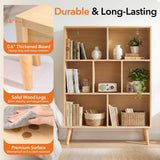 JHK 3 Tier Bookshelf Wooden 7 Cube Storage Organizer Display Bookcase Open Standing Shelf