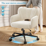 Vanity Chair with Wheels & Back,Vanity Chair Adjustable Height Comfy Desk Chairs for Makeup