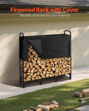 Firewood Rack With Waterproof Cover, 4 Ft Outdoor Firewood Holder, 1/4 Cord Storage