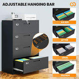4 Drawer Metal Filing Cabinet with Lock Home Office Storage Letter/Legal