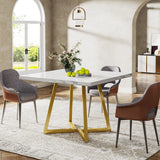 Tribesigns Square Dining Table for 4, 31.5" Industrial Dinner Table with Metal Base
