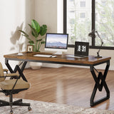 Tribesigns 63" Large Industrial Executive Desk with Extra Thickened Tabletop & Metal Frame
