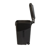 45 Gallon Wheeled Heavy Duty Plastic Garbage Can with Attached Lid for Outdoor Indoor Use, Black,