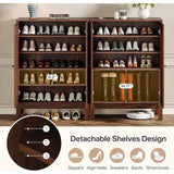 Shoe Cabinet with Do, 5-Tier Shoe Storage Cabinet with Adjustable Shelves
