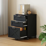 3 Drawer Rolling File Cabinet with Lock & Casters, Wooden Mobile Storage Organizer Printer Stand