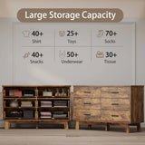 Rustic Farmhouse 6-Drawer Double Dresser, Dresser for Bedroom