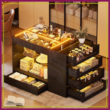 Glass Tabletop, Lights & Jewelry Organizer for Bedroom Dressing Room