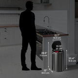 8 Gallon Round Sensor Trash Can with Deodorizer, Matte Black Stainless Steel, Touchless Automatic Lid