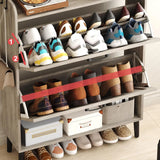 30" Freestanding Shoe Rack w/ Customized, Two Flip Drawers For Entryway