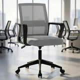 SUKIDA Mid-Back Upholstery Mesh Office Chair Black Height-Adjustable Armrests Executiv