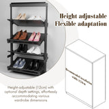 4 Tier Adjustable Height Retractable Metal Stackable Shoe Rack for Bedroom