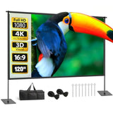 Projector Screen with Stand 120 Inch Indoor Outdoor Portable Projection