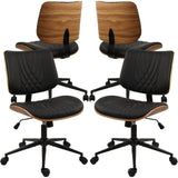 Office Chair with Wheels, Adjustable Height, Leather Swivel Chair for Desk,