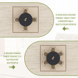 Farmhouse 47-Inch Round Kitchen Table for 4-6 People Adjustable Feet Wood Dining Table