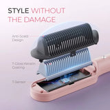 TYMO Ring Hair Straightener Brush Hair Straightening Iron with Built-in Comb, 20s Fast Heating