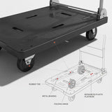 Foldable Push Cart Dolly, 660 lbs Capacity, Folding Platform Truck with Swivel Wheels, Moving Platform Hand Truck Flatbed Cart