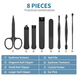 Precision 8 Pieces Men's Nail Grooming Travel Kit, Stainless Steel Manicure Set with Fingernail