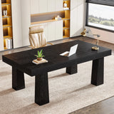 LITTLE TREE 5ft Conference Table, Heavy Duty Rectangular Modern Industrial Meeting Table with 4 Tapered Legs for Office, Black