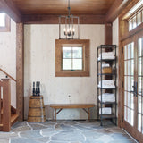 4-Light Farmhouse Chandelier Height Adjustable Rustic Living Room Chandelier