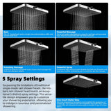 Upgraded 5-spray 13'' Shower Head, High Pressure Rainfall Shower Head, Dual Showerhead