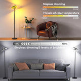 Modern Standing LED Floor Lamp with 2 Rotatable Lights, Remote & Touch Control