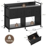 Lateral File Cabinet for Home Office 43 Wood with Power Outlet 2 Drawers 2 Open Shelves