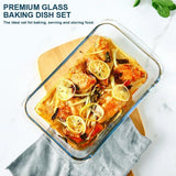 8-Piece Deep Glass Baking Dish Set with Plastic lidsRectangular Glass Bakeware Set
