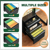 3 Drawer Mobile File Cabinet with Lock,Under Desk Metal Filing Cabinets for Home Office