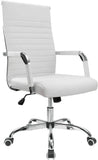 Furmax Ribbed Office Desk Chair Mid-Back PU Leather Executive Conference Task Chair Adjustable