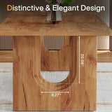 Modern Rectangular Dining Table, Wood Pedestal Base For 6-8 People