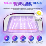 48 LEDs ,200W UV Nail Lamp , LCD Screen, Rechargeable – Cures All Gel Nails,