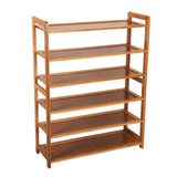 Compact 6-Tier Bamboo Shoe Organizer in Natural Wood Tone