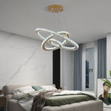 Crystal Ceiling Chandelier 3 Rings Hanging Chandelier In The Living Room